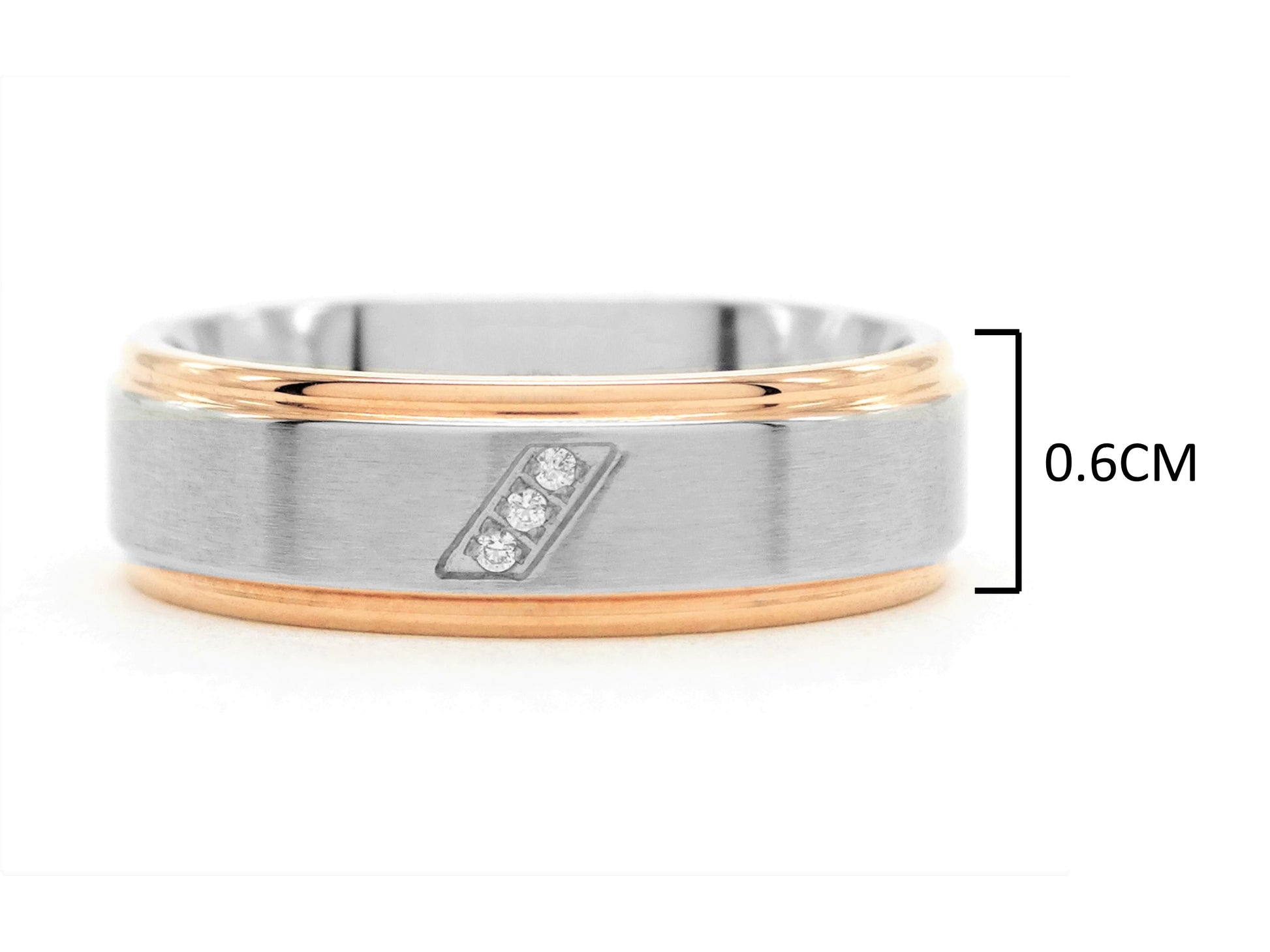 Stainless steel rose gold band ring MEASUREMENT
