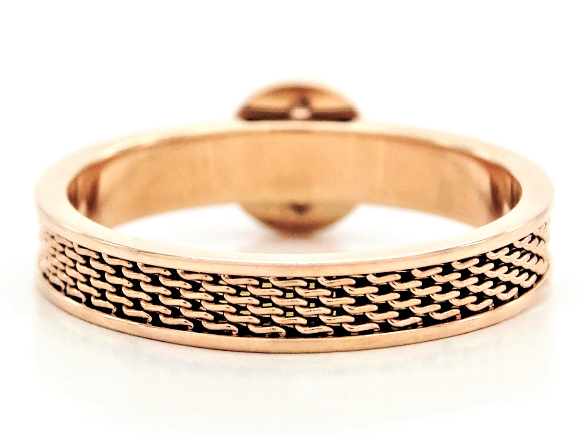 Rose gold mesh black moonstone ring BACK