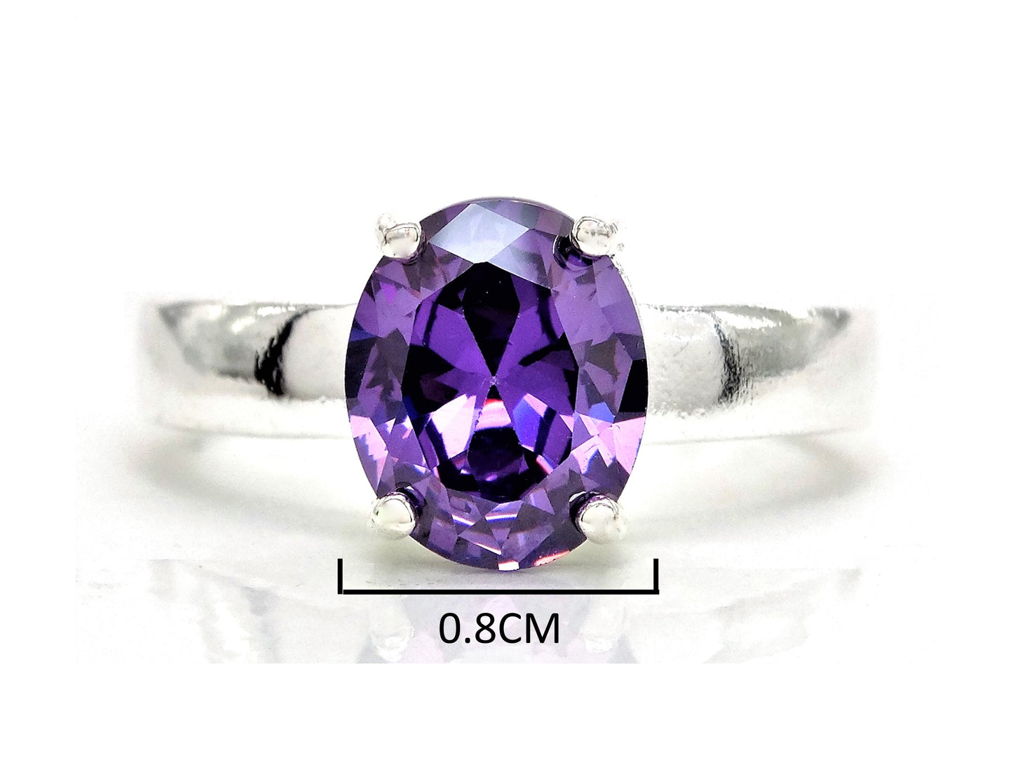 Purple oval silver ring MEASUREMENT