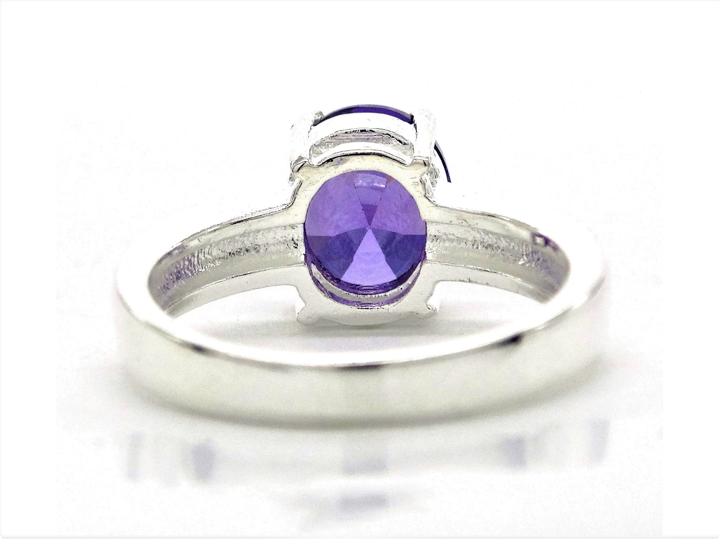 Purple oval silver ring BACK