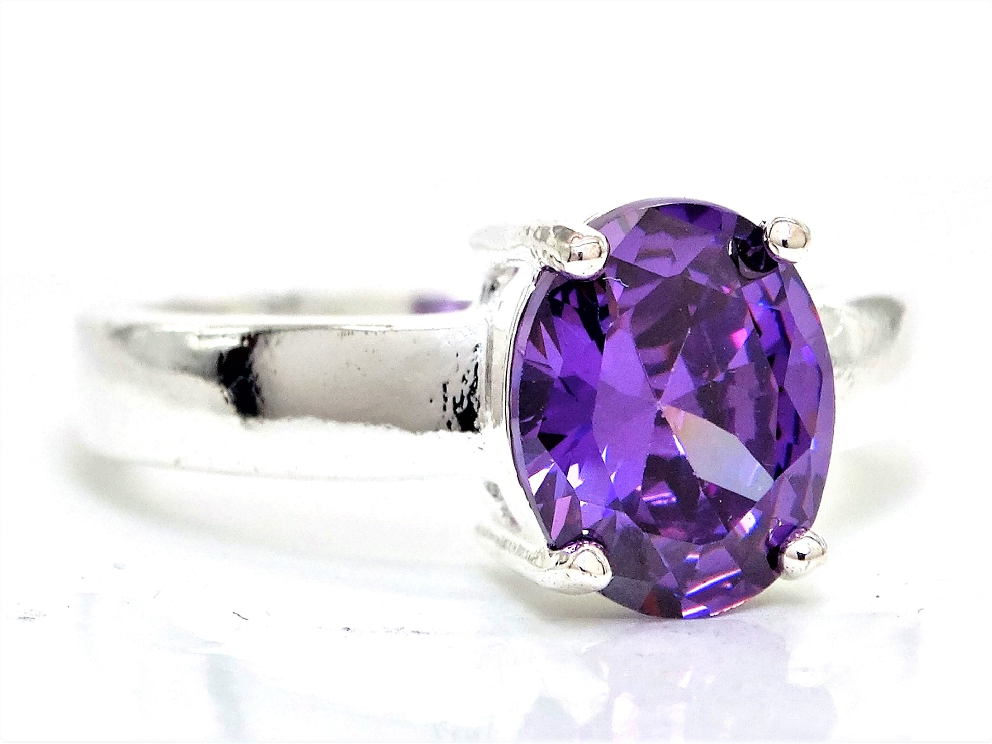 Purple oval silver ring RIGHT SIDE