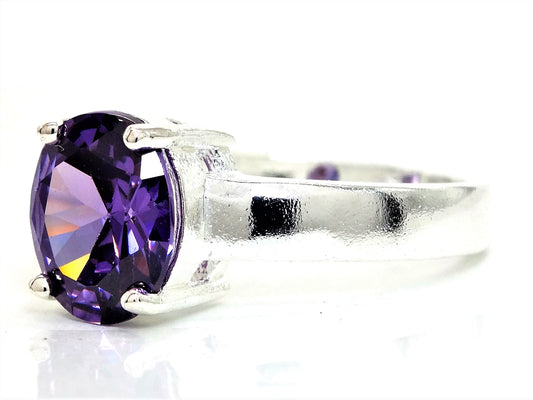 Purple oval silver ring LEFT SIDE