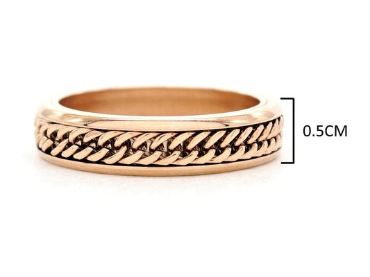 Rose gold curb link chain ring MEASUREMENT