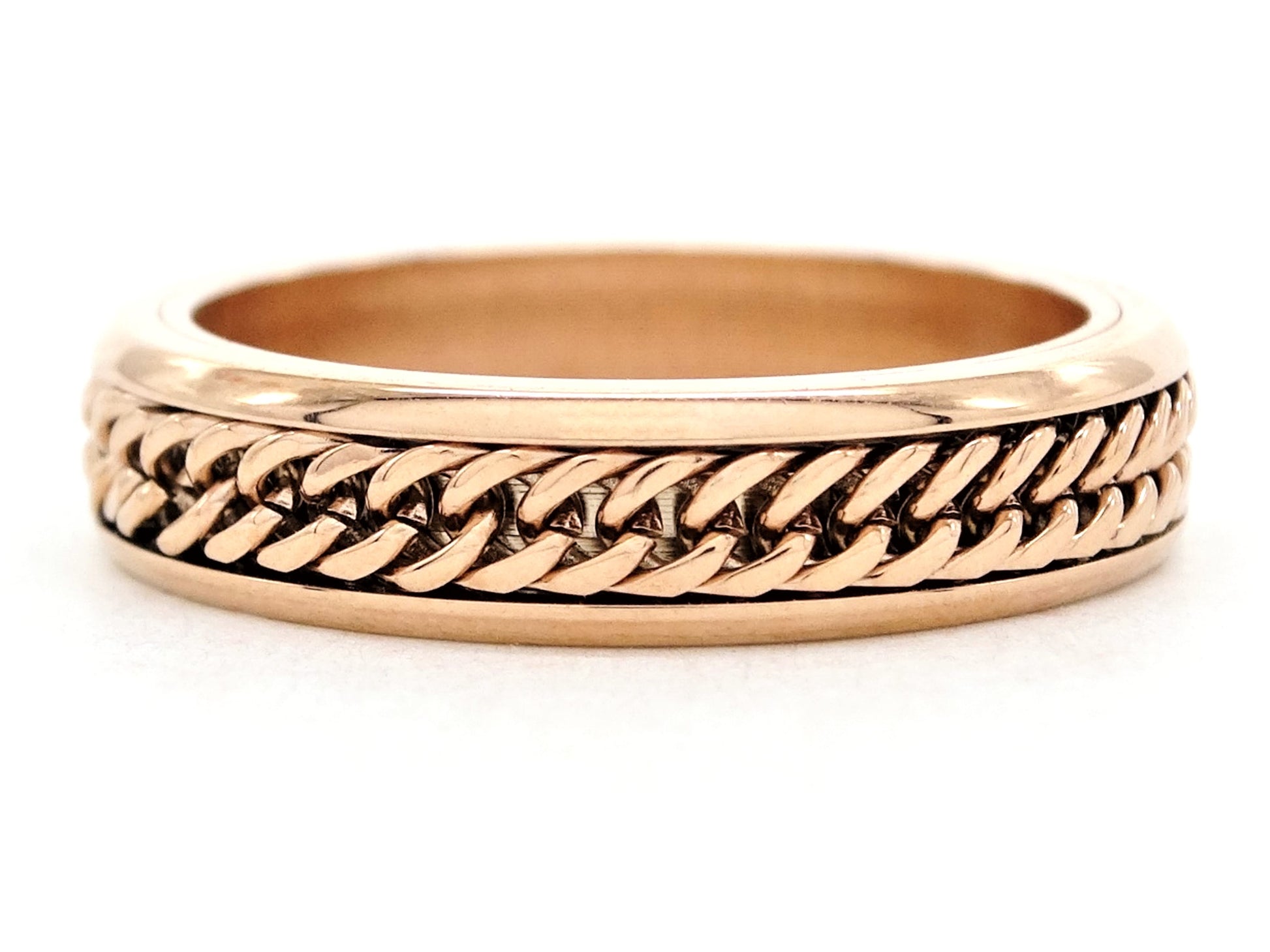 Rose gold curb link chain ring MAIN