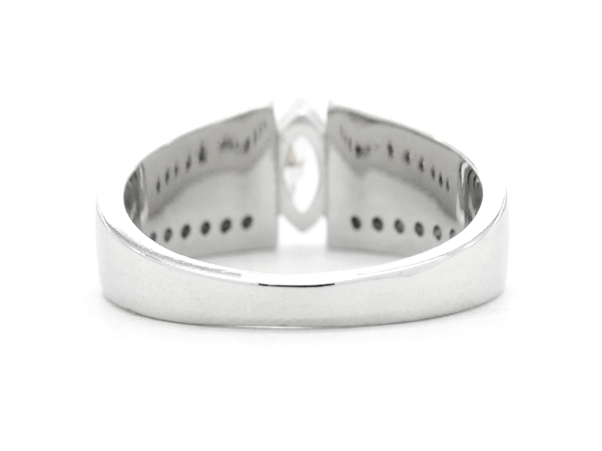 Sterling silver white marquise ring BACK