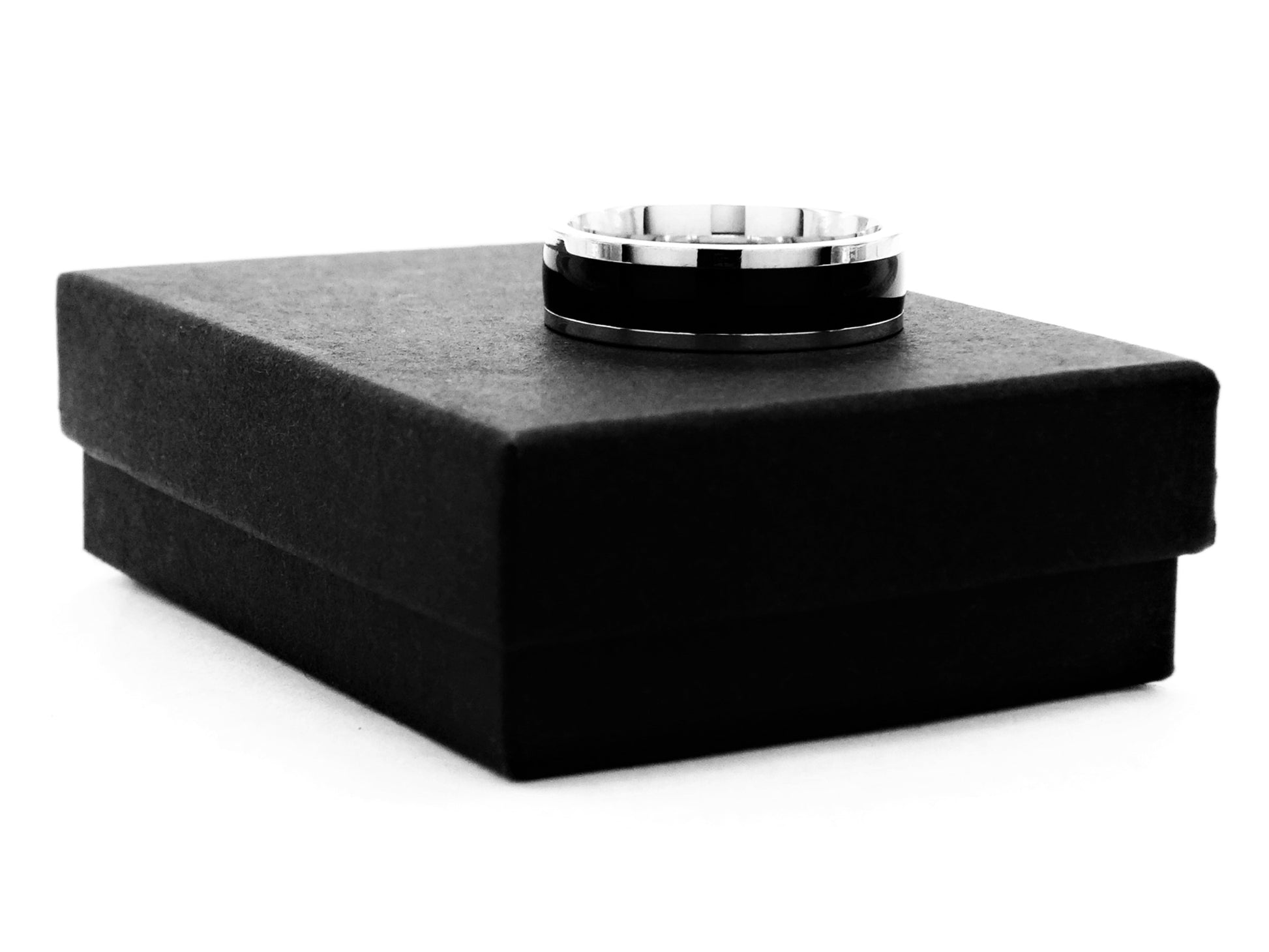 Black stainless steel band ring GIFT BOX