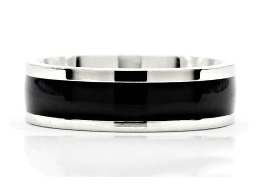 Black stainless steel band ring MAIN
