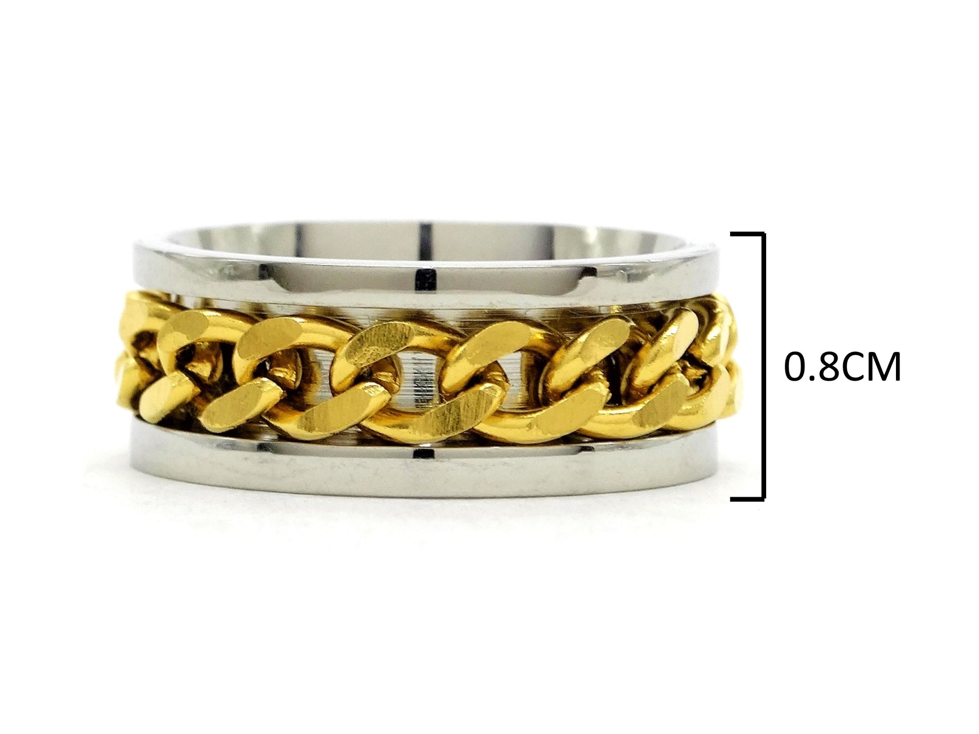 Stainless steel gold chain ring MEASUREMENT