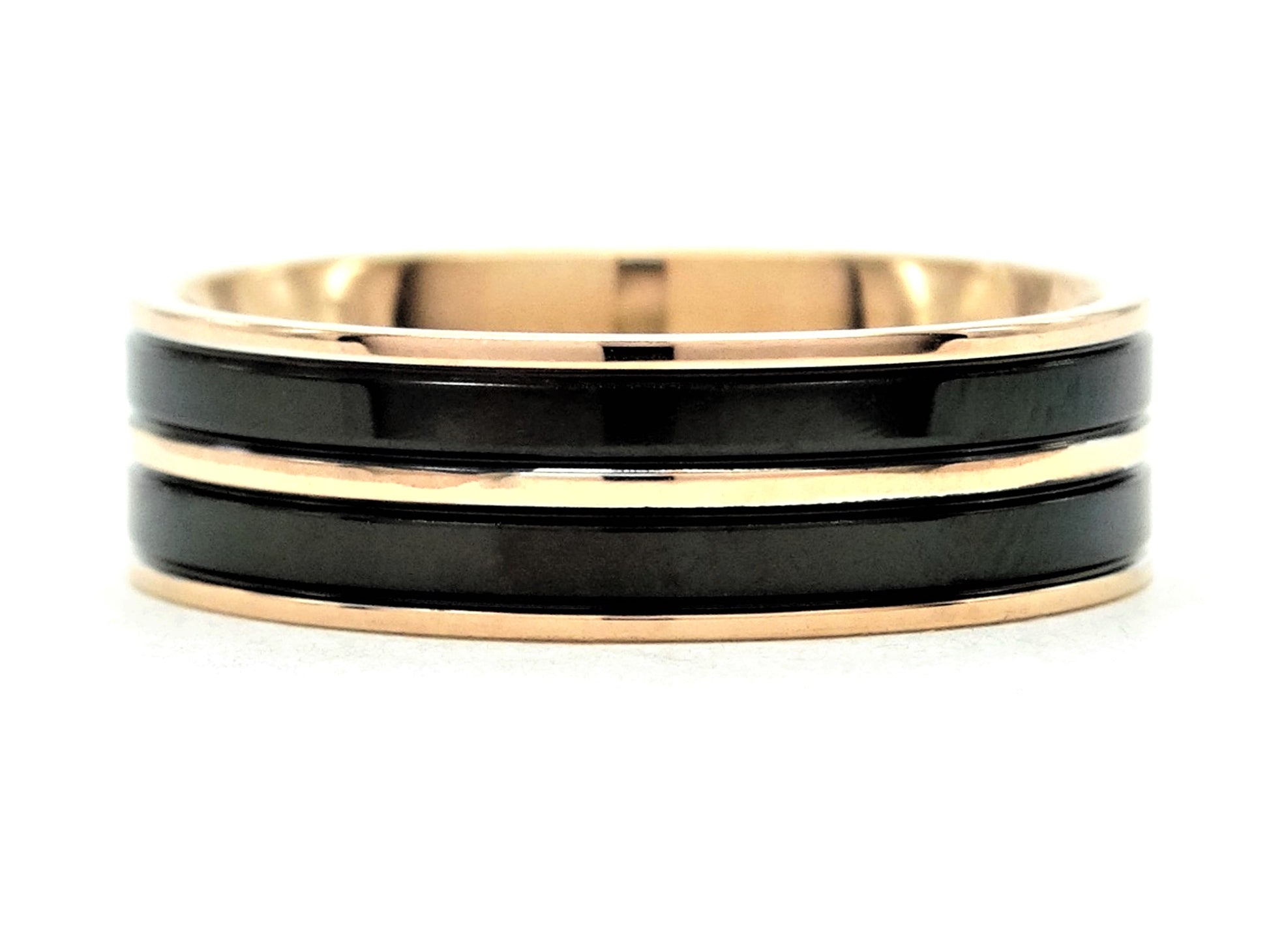 Rose gold steel black ring MAIN