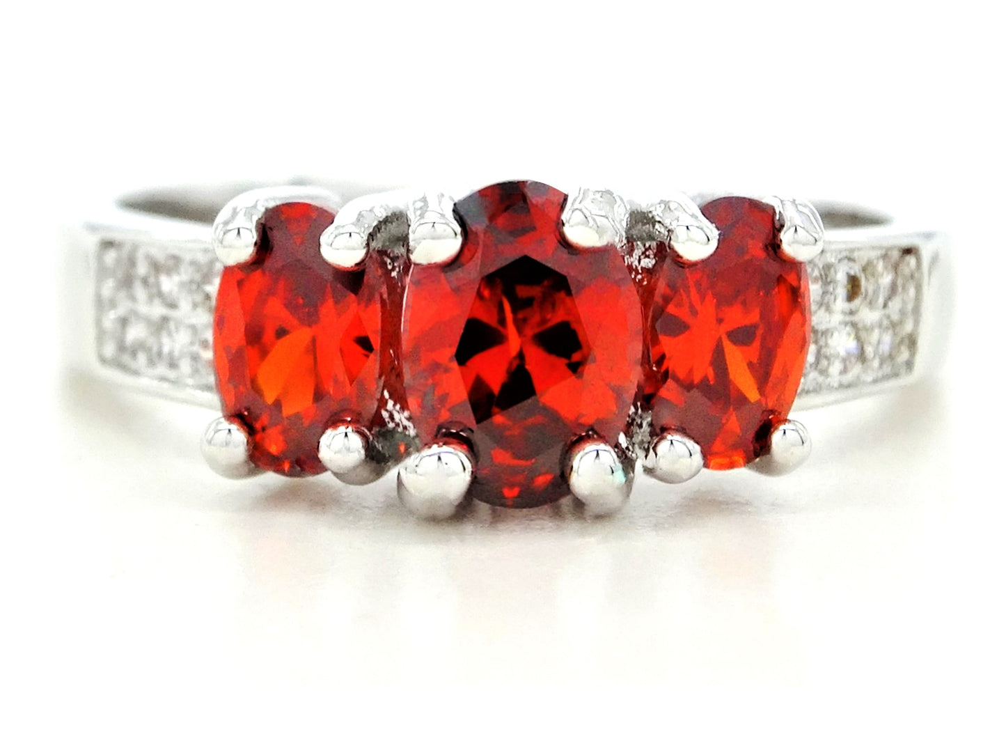 White gold red oval gem ring MAIN