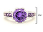 Purple sterling silver round gem ring MEASUREMENT
