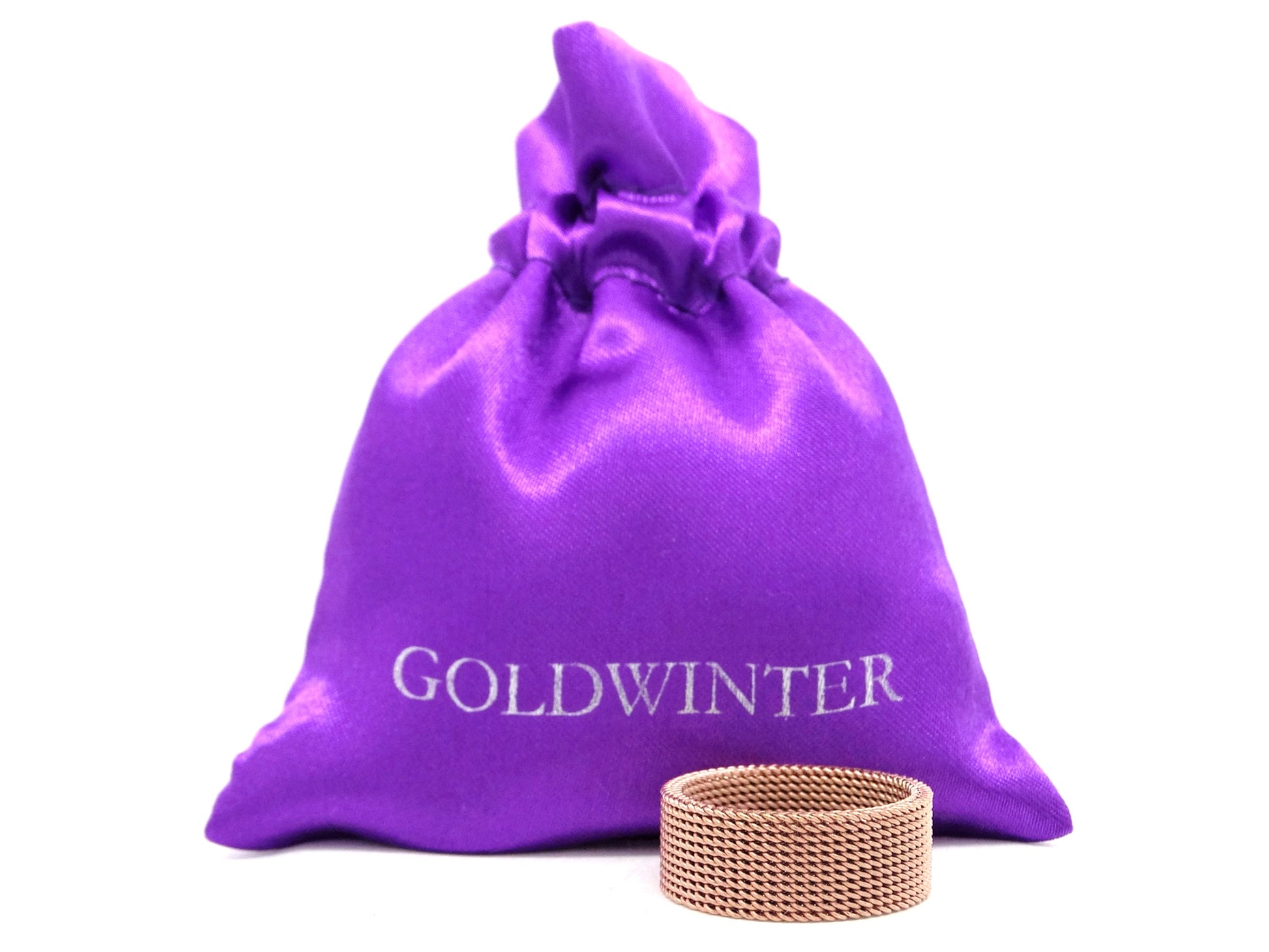 Rose gold steel mesh band ring GIFT BAG