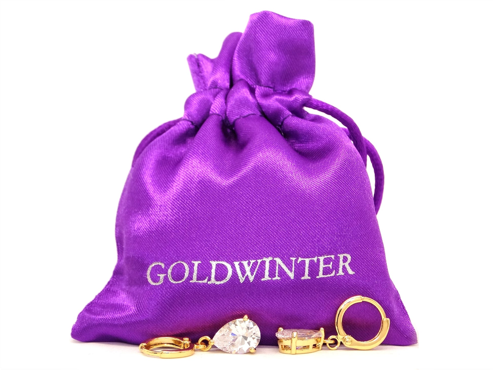 Clear raindrop gem gold earrings GIFT BAG