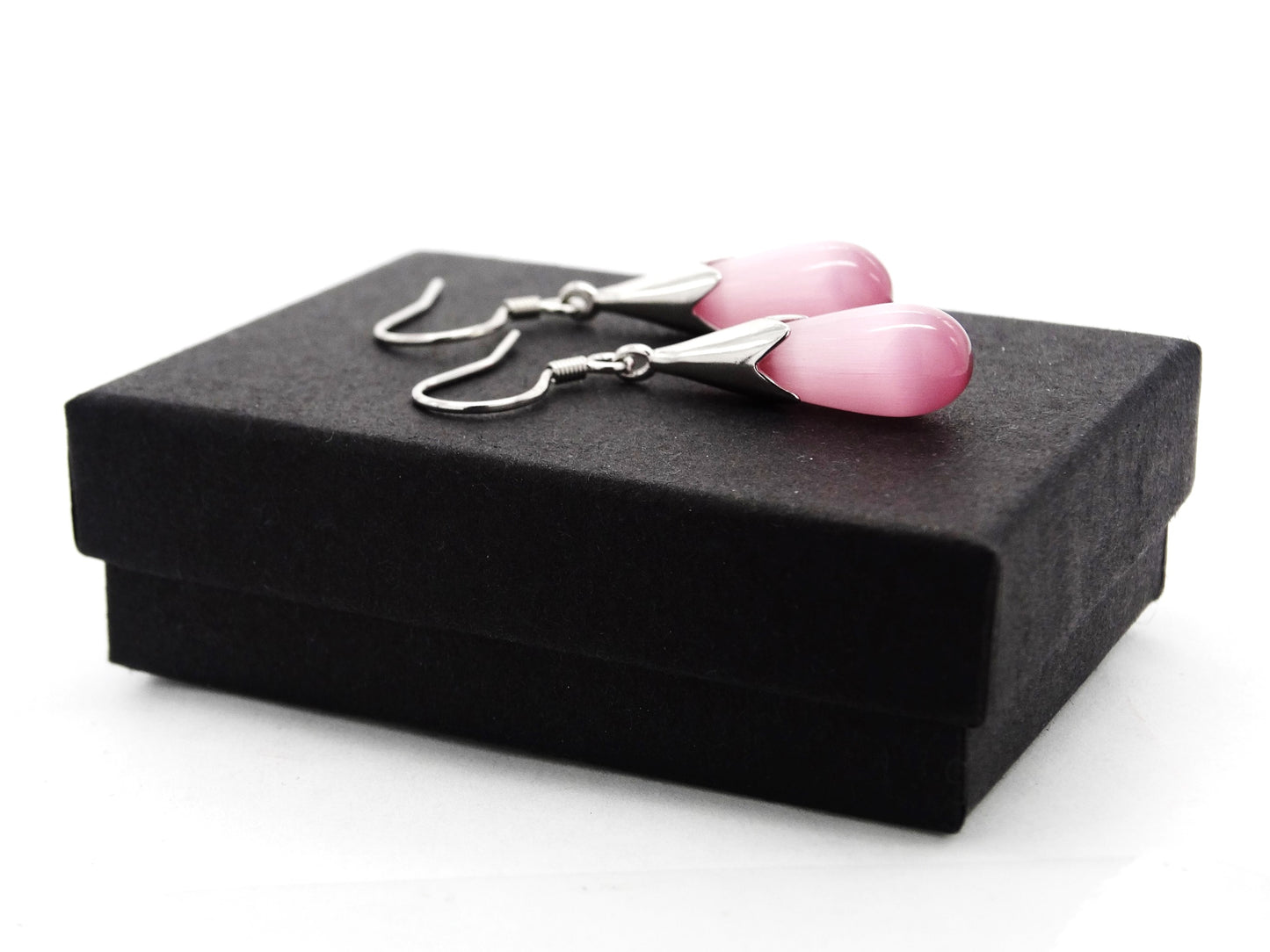 Pink moonstone drop necklace and earrings GIFT BOX