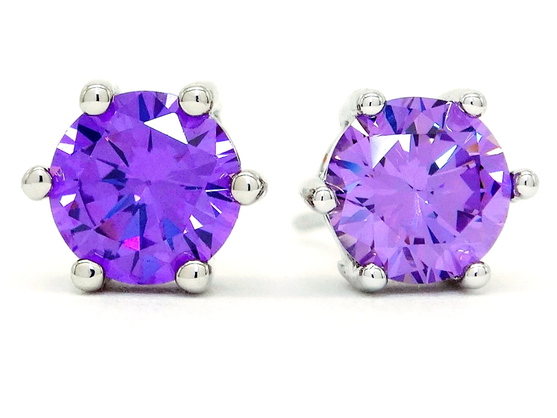 Purple gemstone stud earrings
