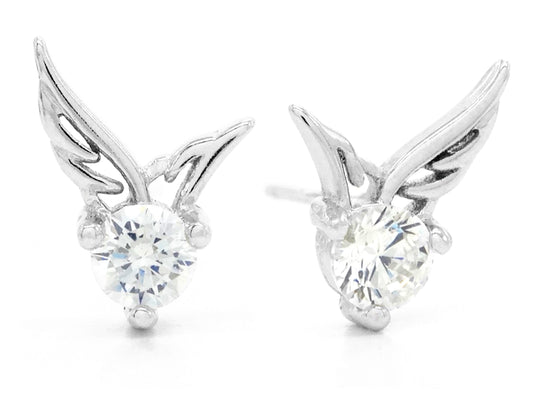 Angel wings sterling silver stud earrings MAIN
