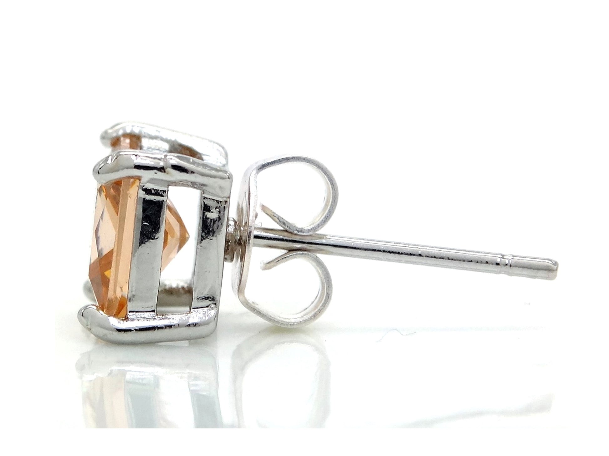 Citrine princess gem silver earrings SIDE