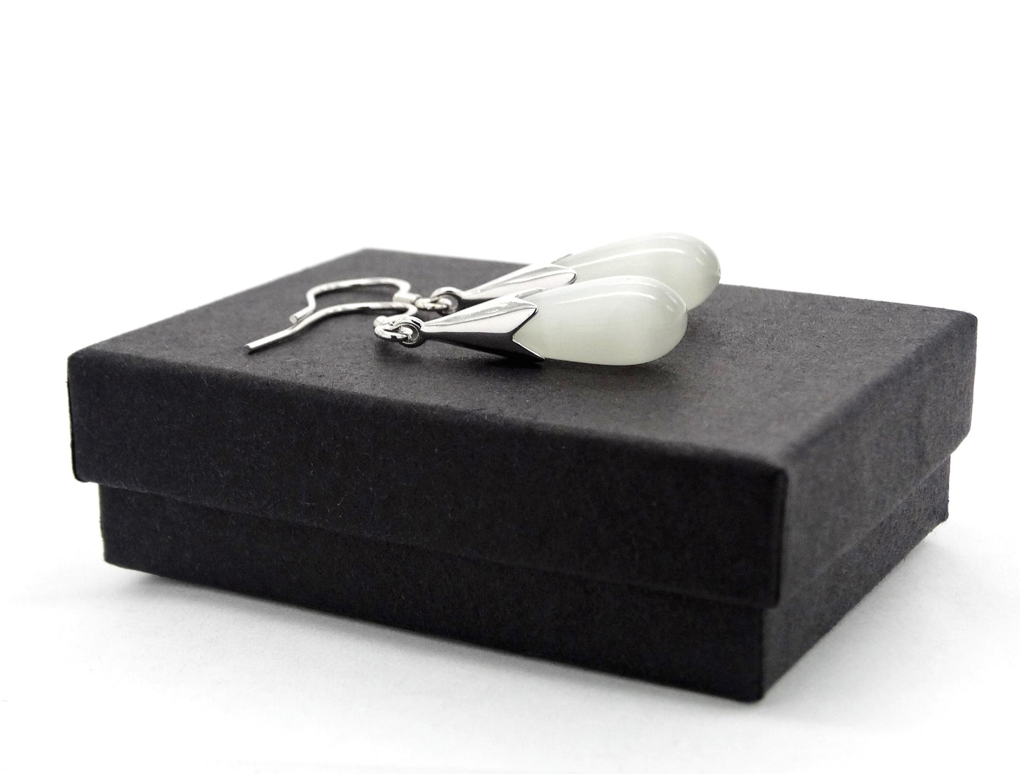 White moonstone drop necklace and earrings GIFT BOX
