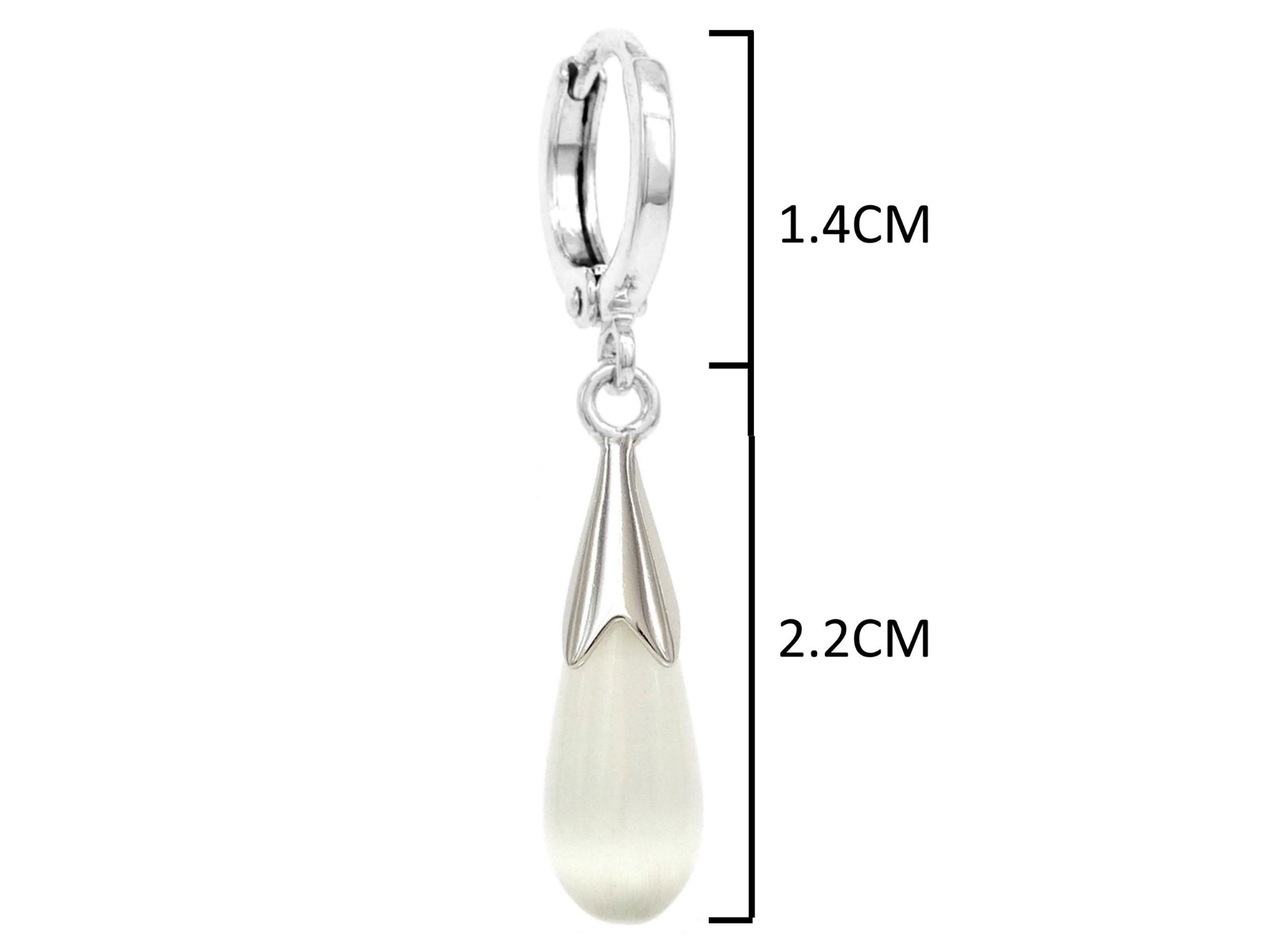 White moonstone hoop fall earrings MEASUREMENT
