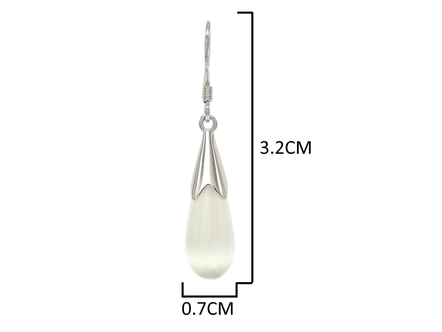 White moonstone drop necklace and earrings MEASUREMENT