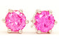 Pink gem silver stud earrings