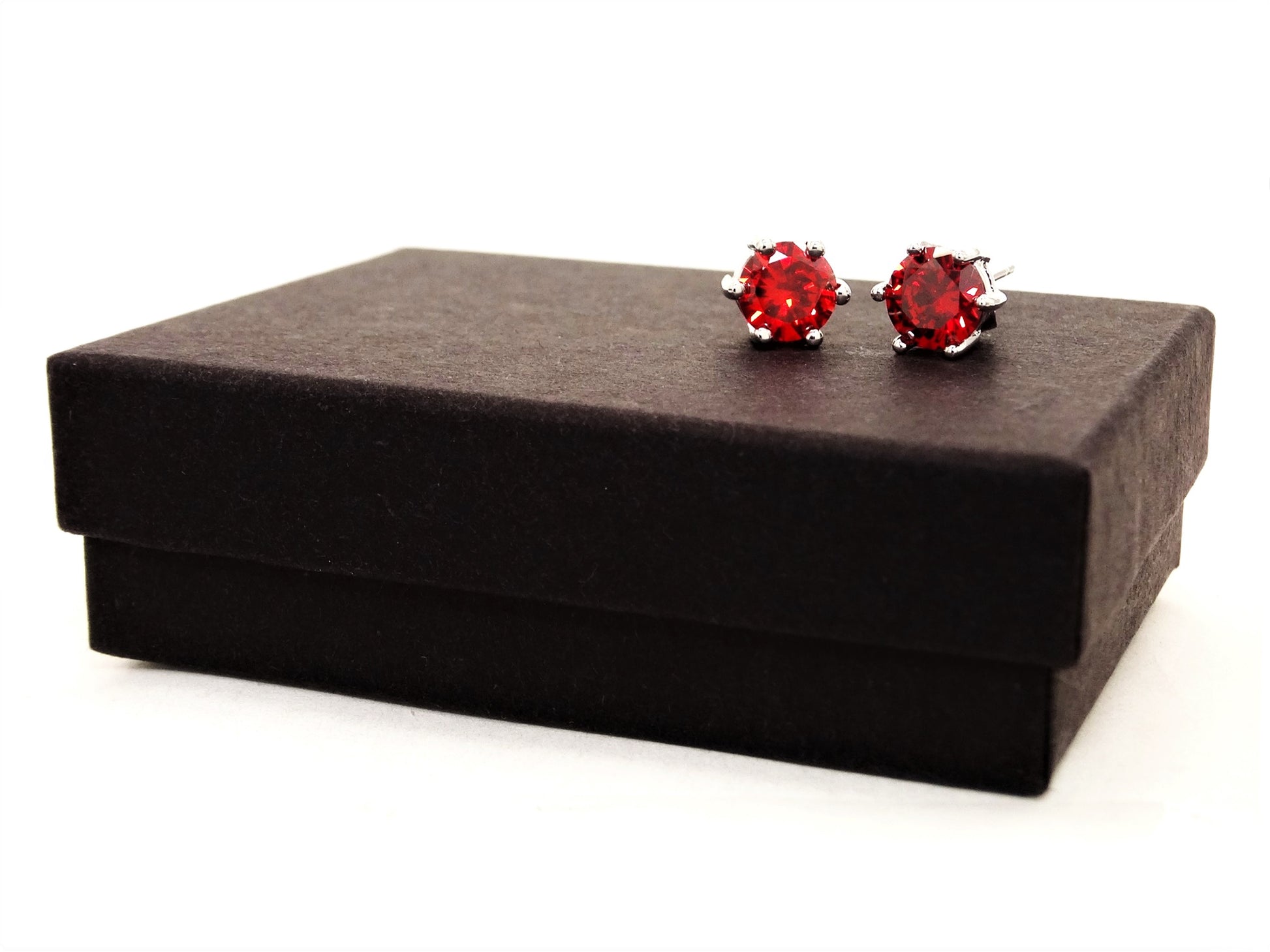 Fire red gem stud earrings GIFT BOX