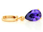 Gold purple raindrop amethyst type earrings FRONT