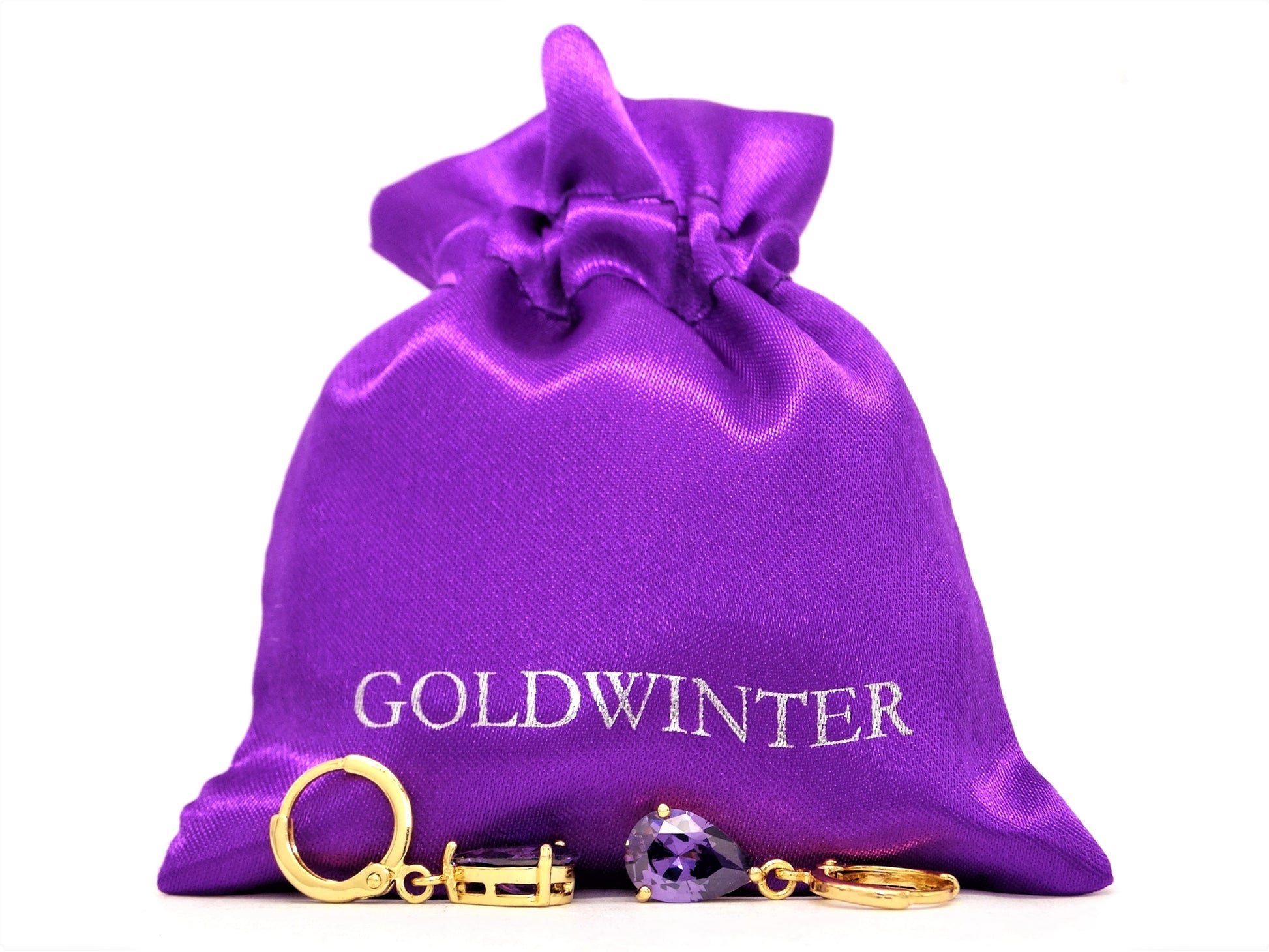 Yellow gold purple pear gem necklace and earrings GIFT BAG