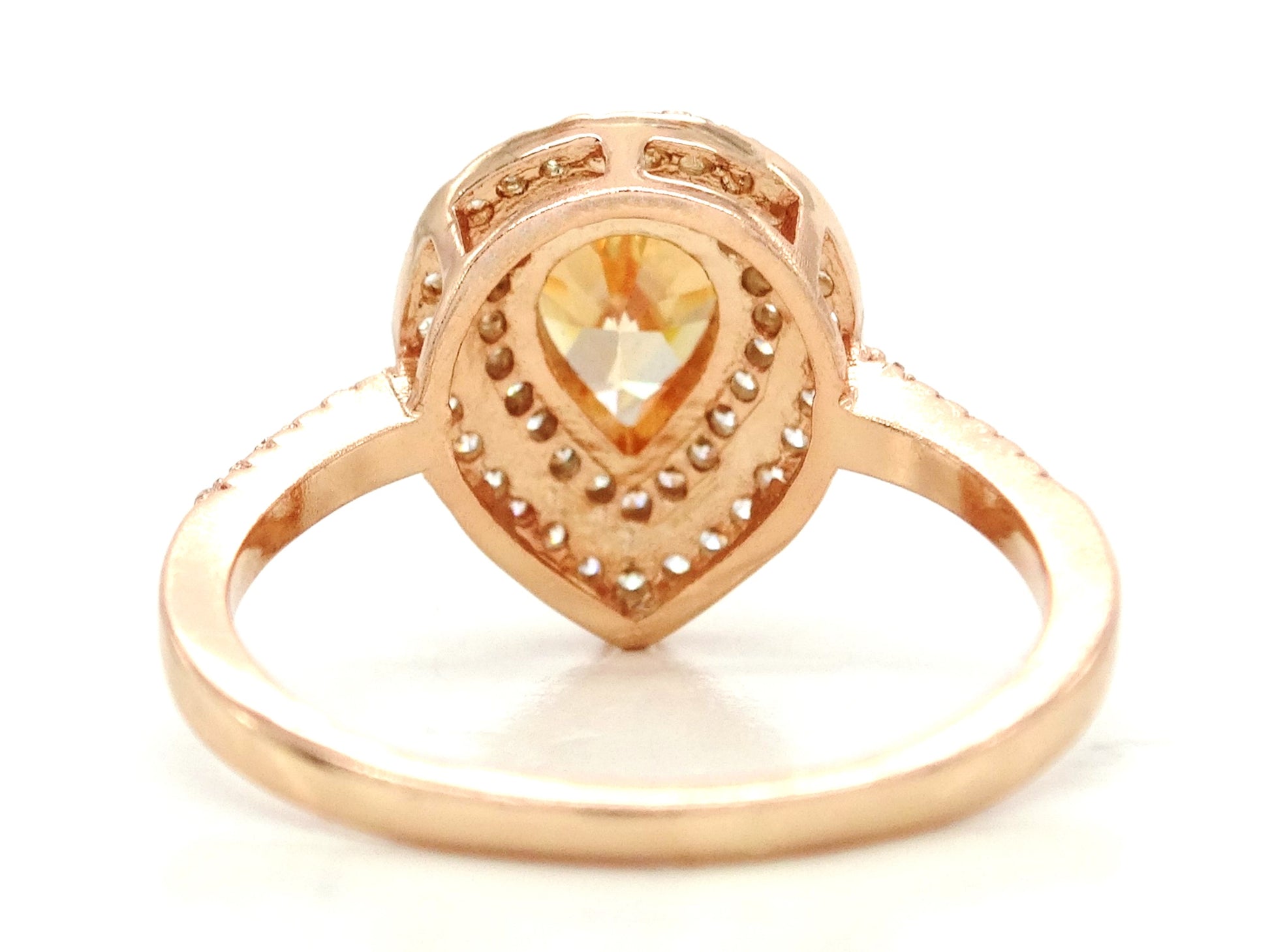 Rose gold citrine pear gem ring BACK