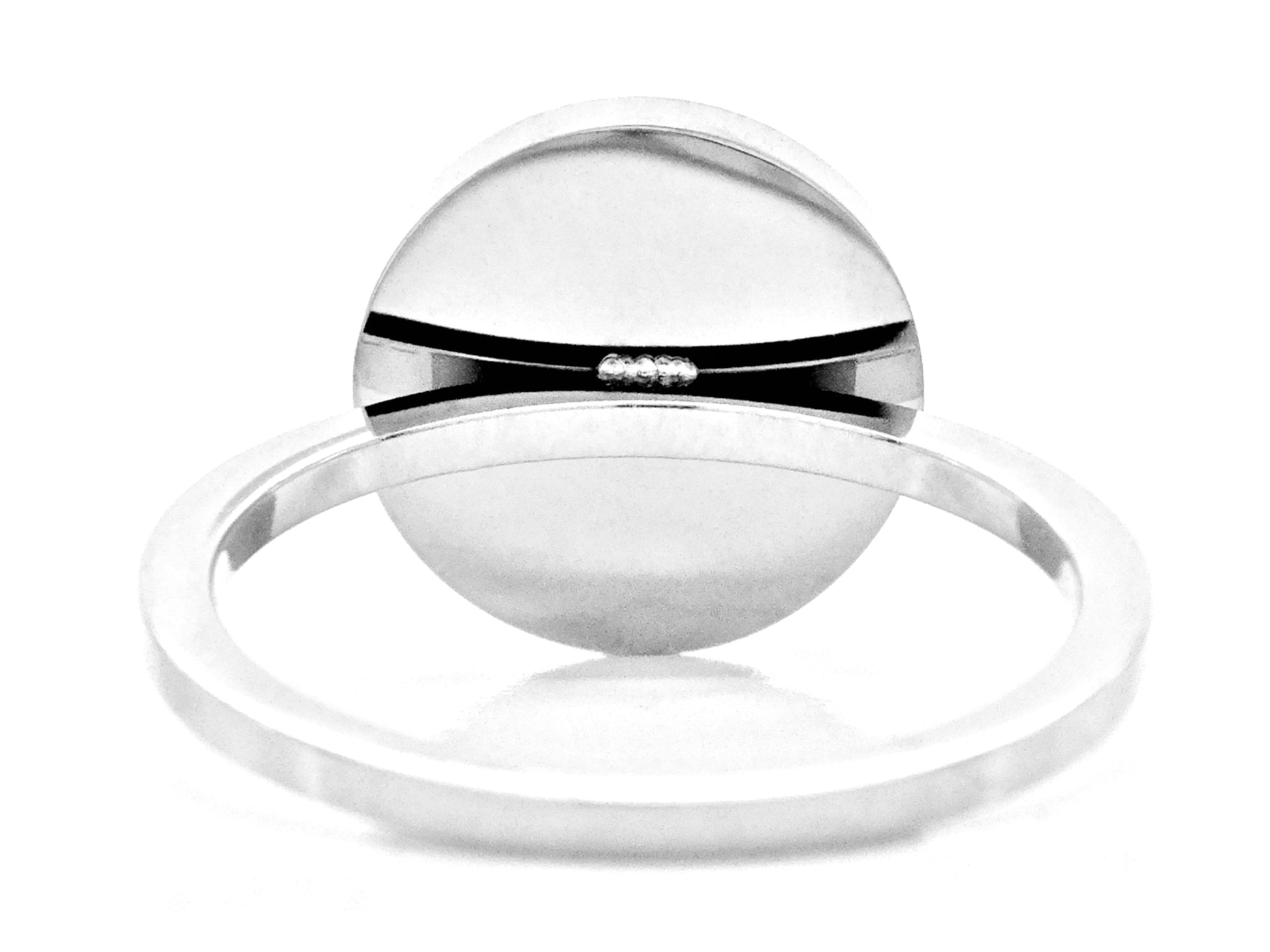 White gold black signet ring BACK