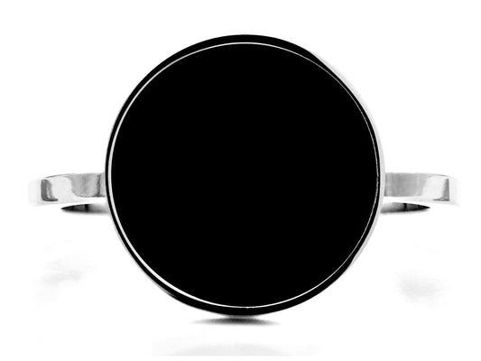 White gold black signet ring MAIN