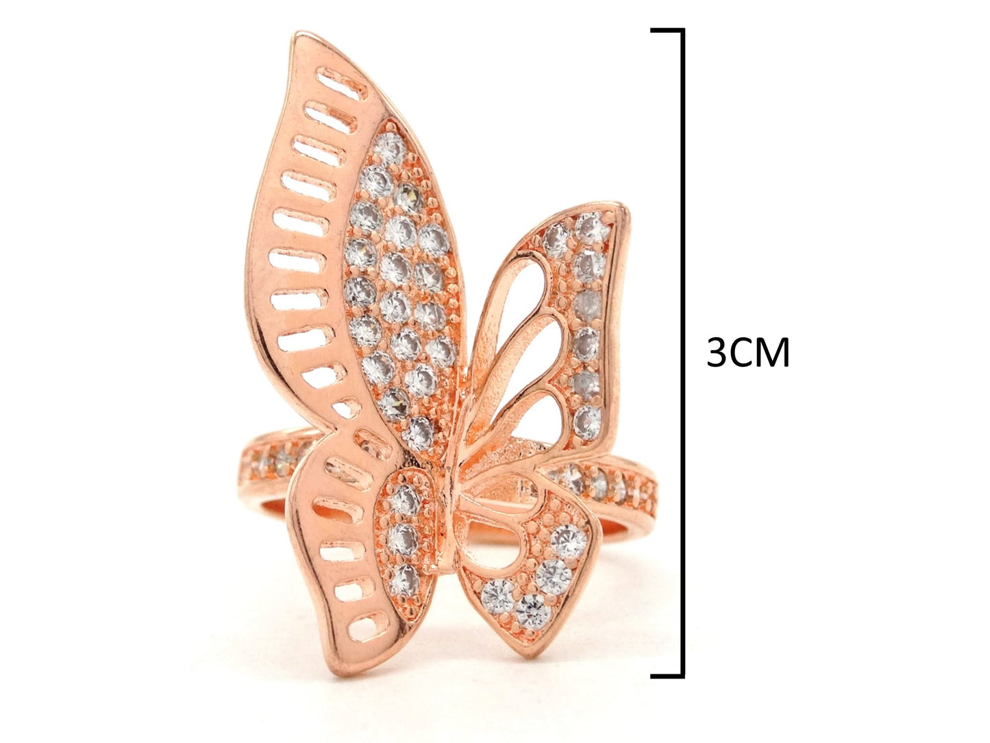 Rose gold butterfly wings ring MEASUREMENT