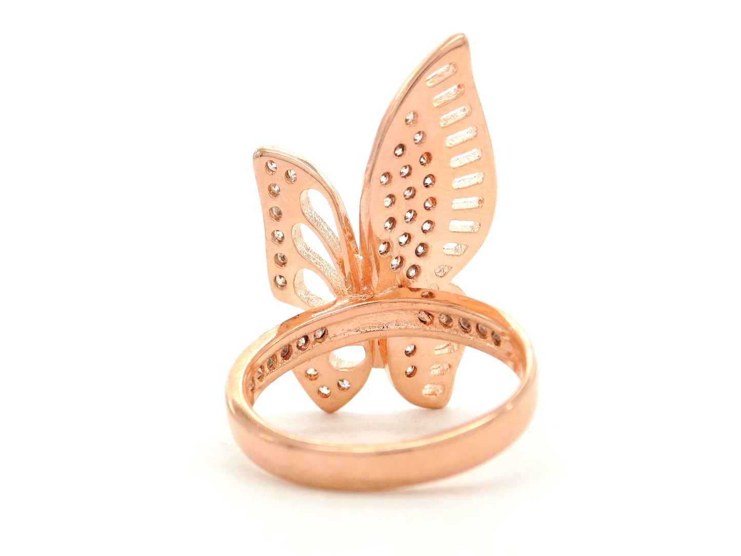 Rose gold butterfly wings ring BACK